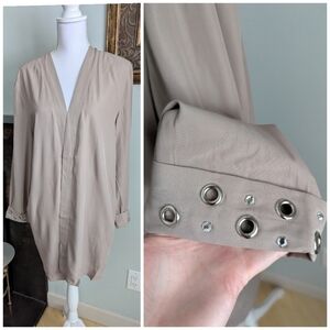 80s/90s Beige Open Rivet Stud and Rhinestone Detail Cuff Jacket Women's M/L